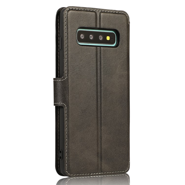 PU Leather + TPU Wallet Stand Phone Casing for Samsung Galaxy S10 Plus - Black-4