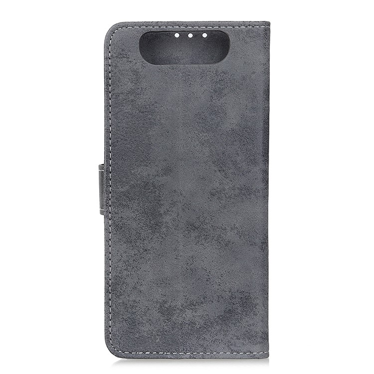 Retro Style Wallet PU Leather Stand Protective Case for Samsung Galaxy A80 / A90 - Grey-10