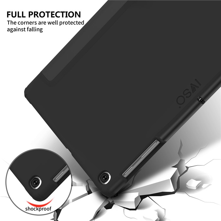 IVSO Tri-fold Stand Auto-wake/seep PU Leather + PC Smart Tablet Shell for Samsung Galaxy Tab S5e SM-T720 - Black-5