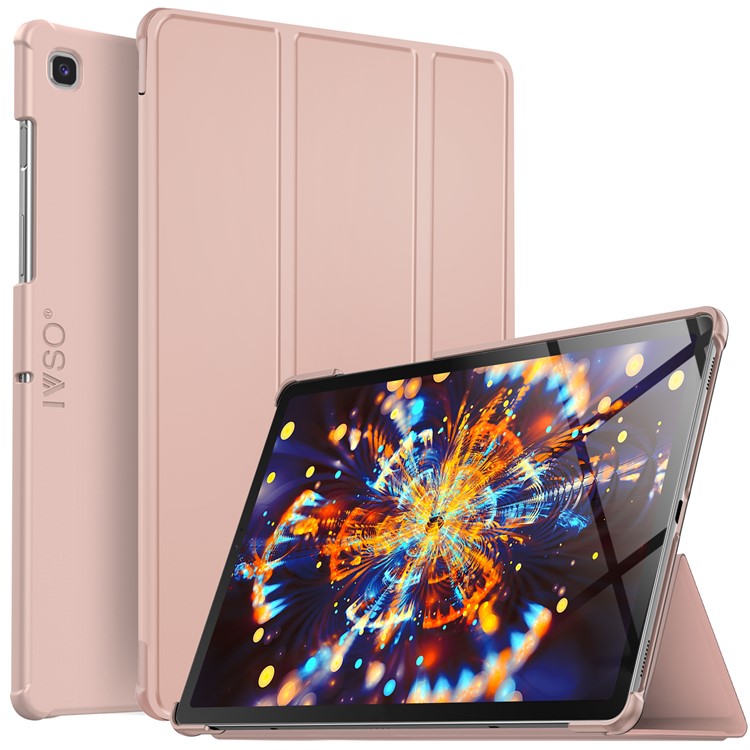 

IVSO Tri-fold Stand Auto-wake/seep PU Leather + PC Smart Tablet Shell for Samsung Galaxy Tab S5e SM-T720 - Rose Gold, Galaxy Tab S5e SM-T720