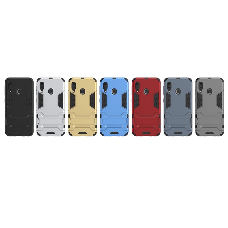 Cool Guard Kickstand PC TPU Hybrid Case for Samsung Galaxy A20e - All Black-10