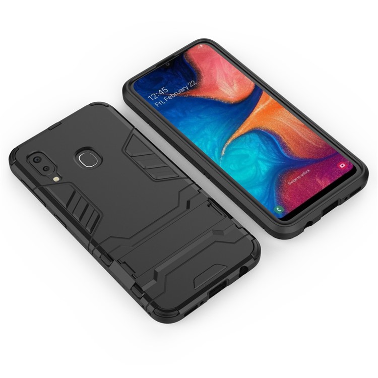 Cool Guard Kickstand PC TPU Гибридный Сотовый Телефон Корпус Аксессуары Для Samsung Galaxy A20E - Полностью Черный-3