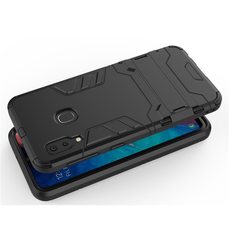 Cool Guard Kickstand PC TPU Гибридный Сотовый Телефон Корпус Аксессуары Для Samsung Galaxy A20E - Полностью Черный-5