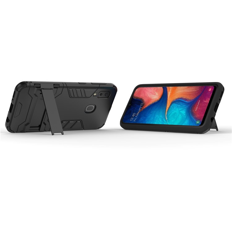 Cool Guard Kickstand PC TPU Hybrid Case for Samsung Galaxy A20e - All Black-8
