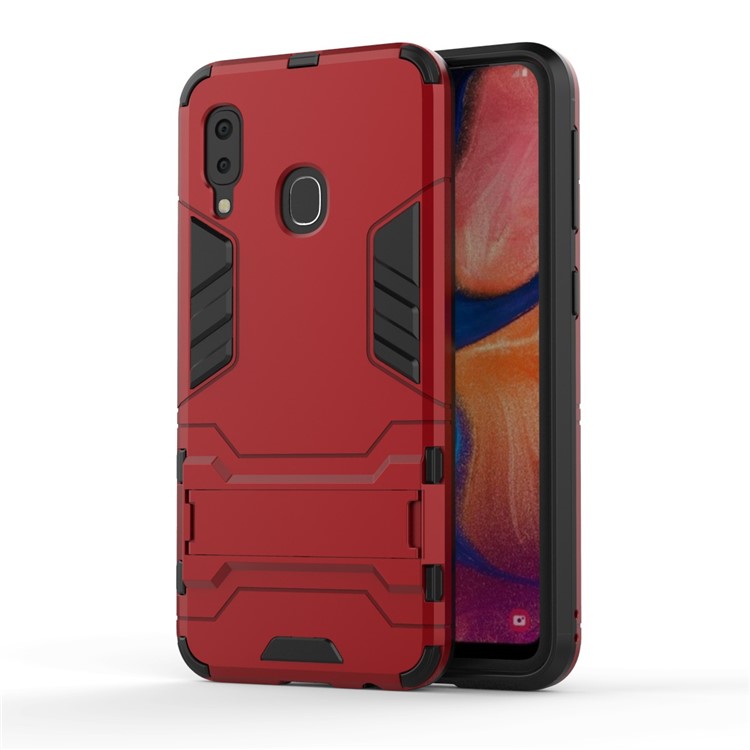 Cool Guard Kickstand PC TPU Hybrid Case for Samsung Galaxy A20e - Red-2