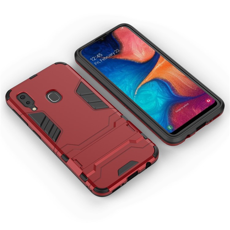 Cool Guard Kickstand PC TPU Hybrid Case for Samsung Galaxy A20e - Red-3