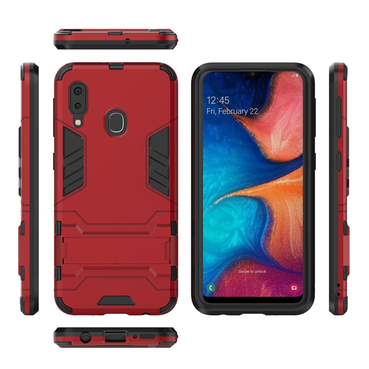 Cool Guard Kickstand PC TPU Hybrid Case for Samsung Galaxy A20e - Red-4