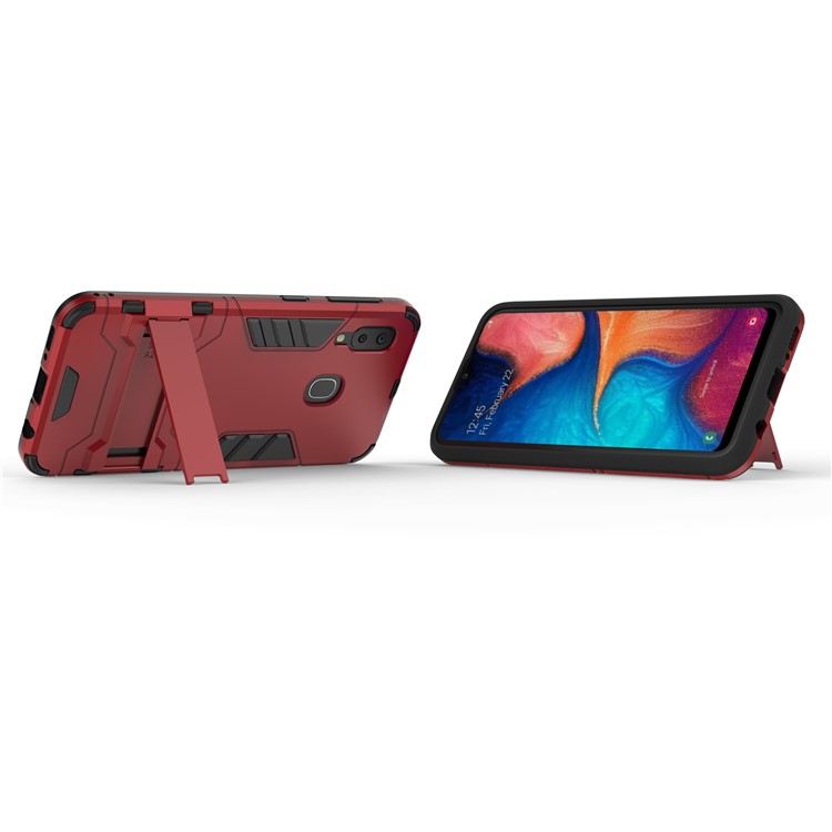 Cool Guard Kickstand PC TPU Hybrid Case for Samsung Galaxy A20e - Red-5