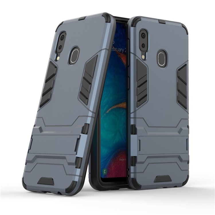 Cool Guard Kickstand PC TPU Hybrid Case for Samsung Galaxy A20e - Dark Blue-1