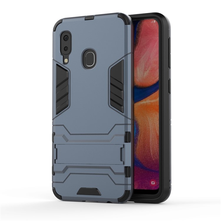 Cool Guard Kickstand PC TPU Hybrid Case for Samsung Galaxy A20e - Dark Blue-2