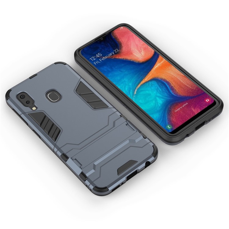 Cool Guard Kickstand PC TPU Híbrido Celular Caso Acessórios Para Samsung Galaxy A20E - Azul Escuro