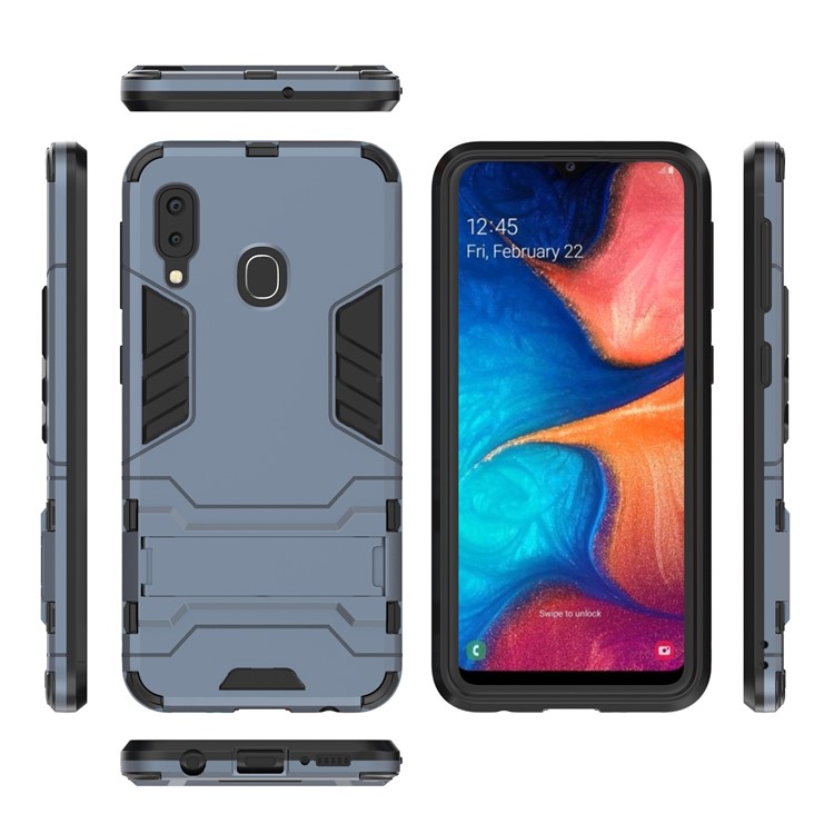 Cool Guard Kickstand PC TPU Hybrid Cell Phone Coffre Accessoires Pour Samsung Galaxy A20E - Bleu Foncé