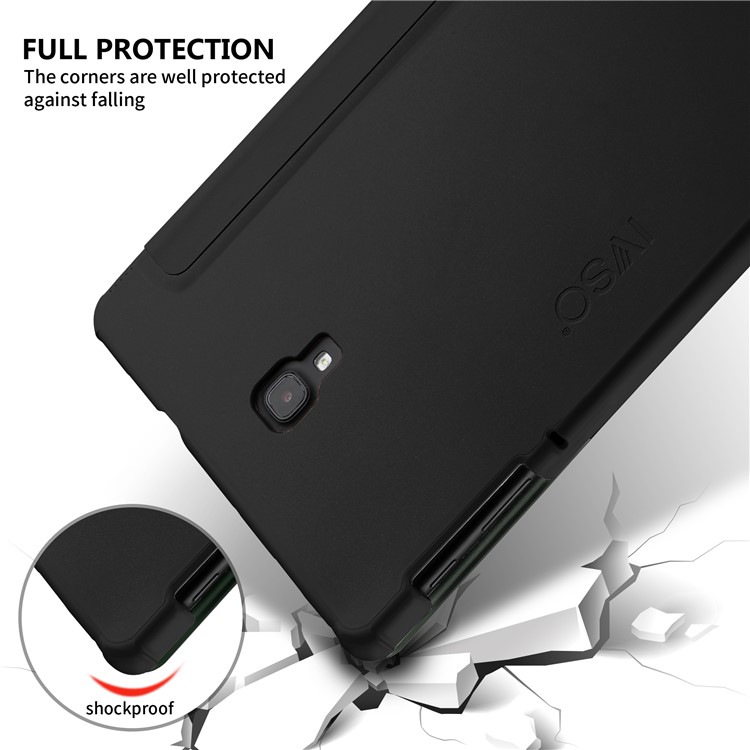 IVSO Tri-fold Stand Auto-wake/seep PU Leather + PC Smart Protector Shell for Samsung Galaxy Tab A 10.5 (2018) T590 T595 - Black-6