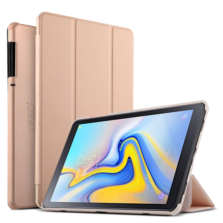 

IVSO Tri-fold Stand Auto-wake/seep PU Leather + PC Smart Protector Shell for Samsung Galaxy Tab A 10.5 (2018) T590 T595 - Rose Gold, Galaxy Tab A 10.5 (2018) T590 T595