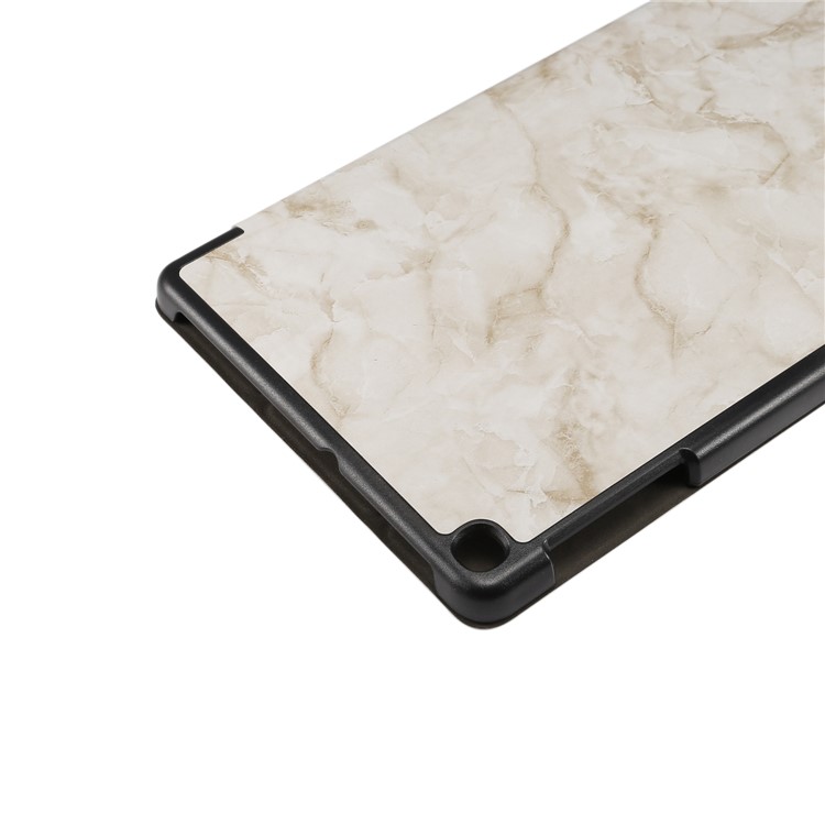 Marble Texture Tri-fold PU Leather Stand Tablet Cover for Galaxy Tab A 10.1 (2019) SM-T515 / SM-T510 - White-4