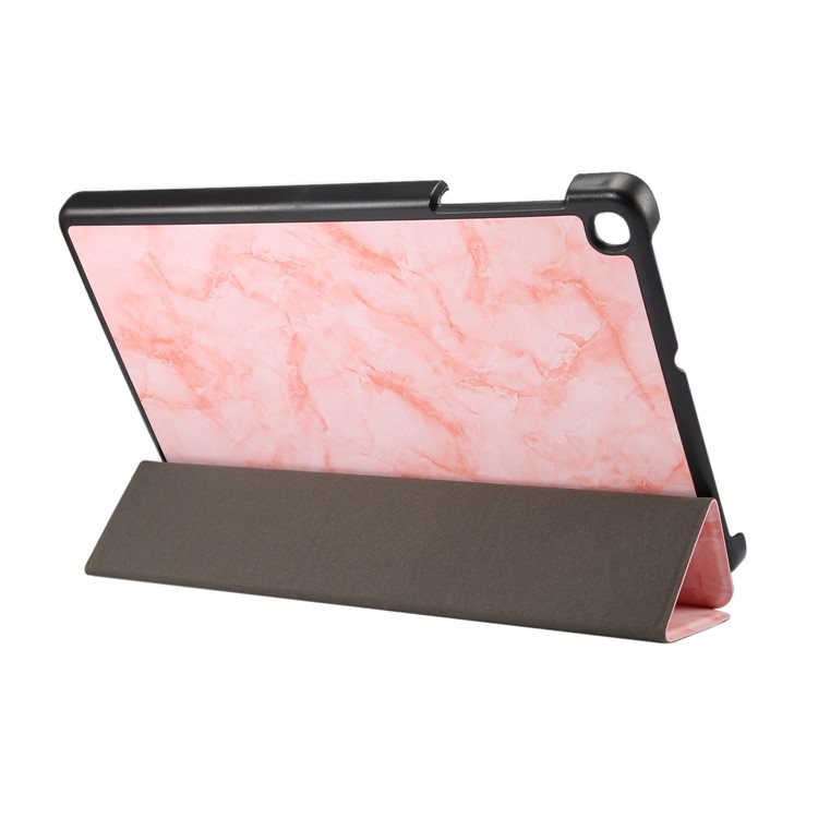 Mármol Texture Tri-fold PU Leather Stand Cubierta Para Galaxy Tab A 10.1 (2019) SM-T515 / SM-T510 - Rosado-3