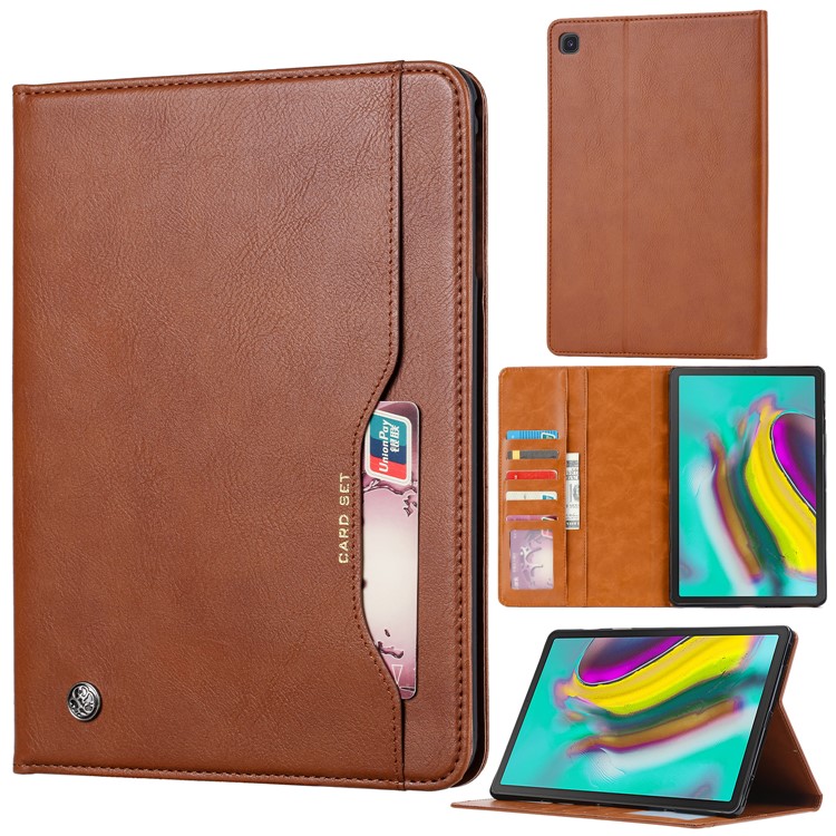 PU Leather Protection Flip Stand Shell for Samsung Galaxy Tab A 10.1 (2019) SM-T515 - Brown-1