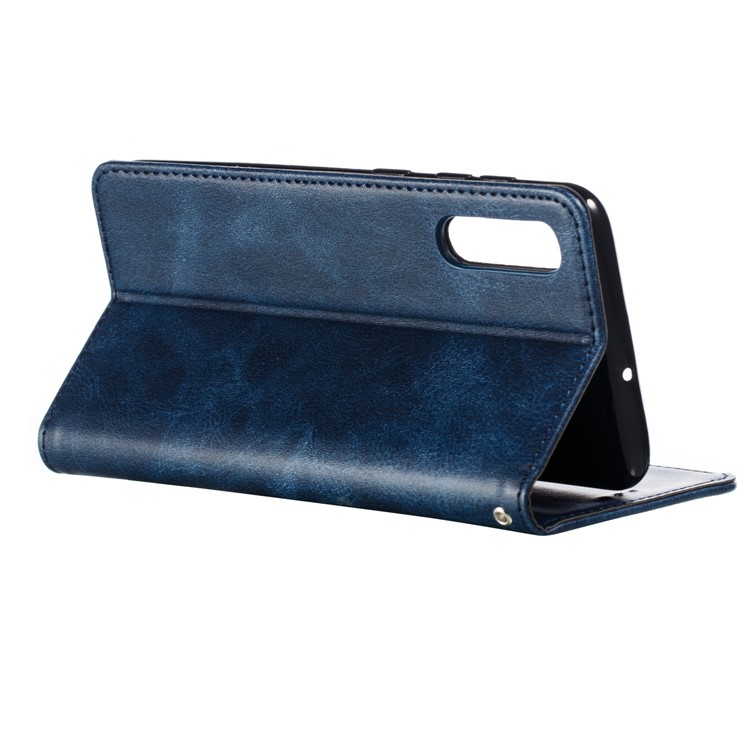 Zipper Pocket Wallet Stand Flip Leather Phone Cover for Samsung Galaxy A50 - Dark Blue-10