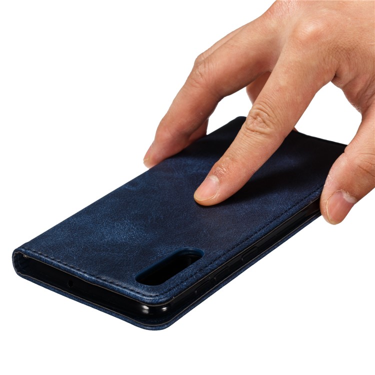 Zipper Pocket Wallet Stand Flip Leather Phone Cover for Samsung Galaxy A50 - Dark Blue-13