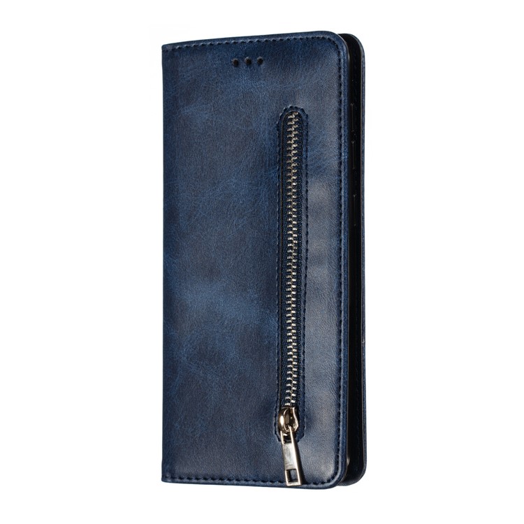 Zipper Pocket Wallet Stand Flip Leather Phone Cover for Samsung Galaxy A50 - Dark Blue-5