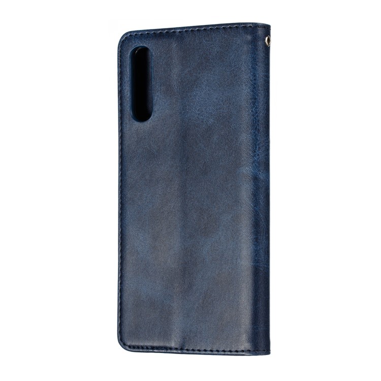 Zipper Pocket Wallet Stand Flip Leather Phone Cover for Samsung Galaxy A50 - Dark Blue-6