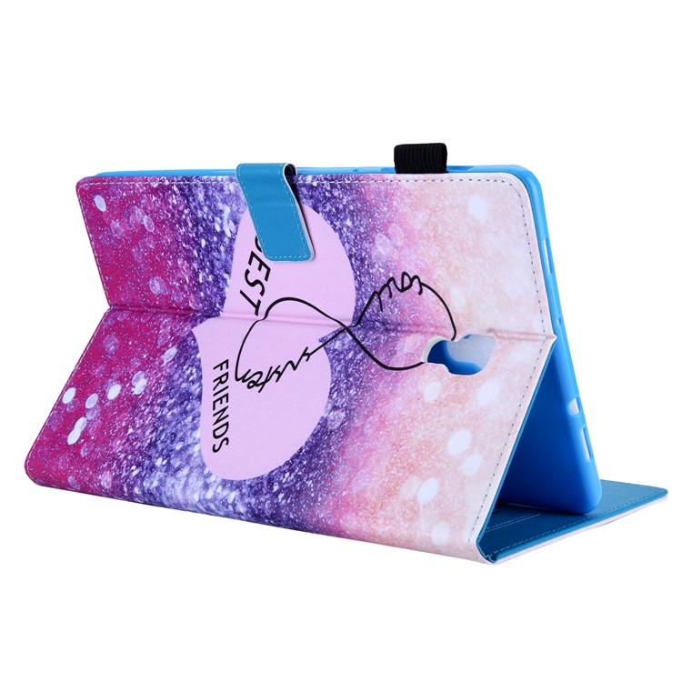 Pattern Printing Stand Leather Flip Tablet Case for Samsung Galaxy Tab A 10.5 (2018) T590 T595 - Heart and Glitter Elements-4