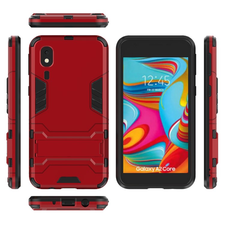 Plastic + TPU Hybrid Case with Kickstand for Samsung Galaxy A2 Core - Red-2