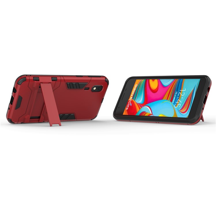 Plastic + TPU Hybrid Case with Kickstand for Samsung Galaxy A2 Core - Red-5