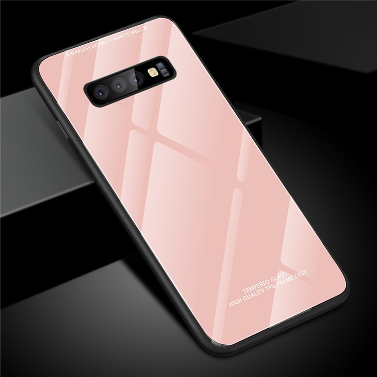 

Сплошное Цветное Закаленное Стекло + Края TPU Защитный Чехол Для Samsung Galaxy S10 Plus - Розовый, Galaxy S10 Plus