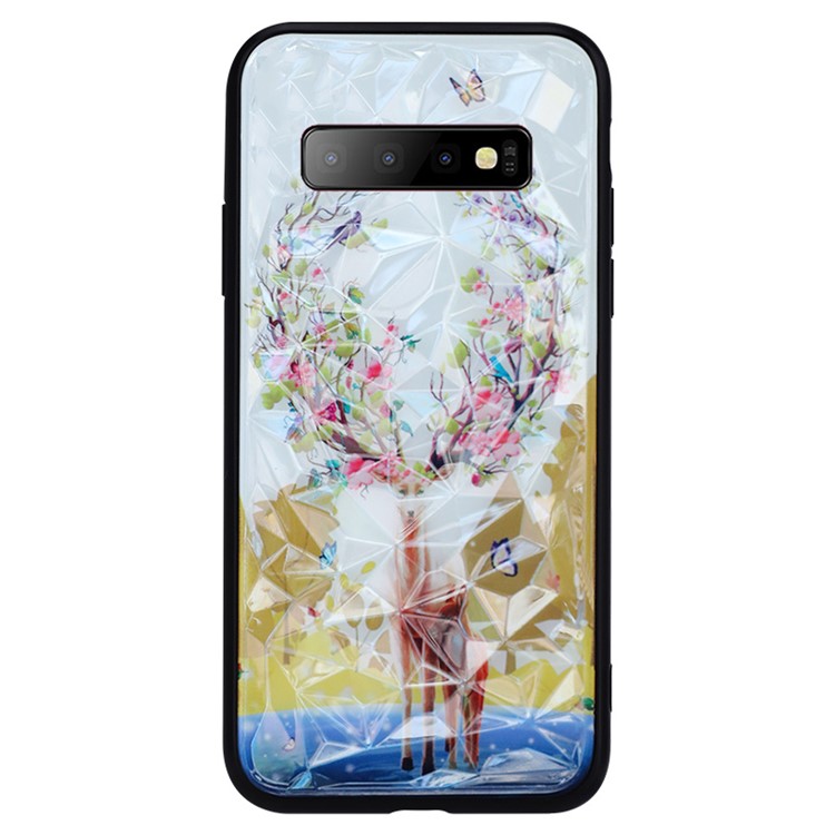 

3D Алмазная Текстура Рама ТПУ + ПК Гибридный Чехол Для Samsung Galaxy S10 - Цветок Лося, Galaxy S10