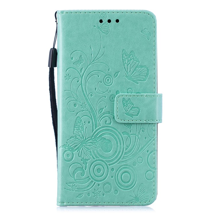 

Imprinted Butterfly Flower PU Leather Mobile Case for Samsung Galaxy M30 / A40s - Green, Galaxy M30