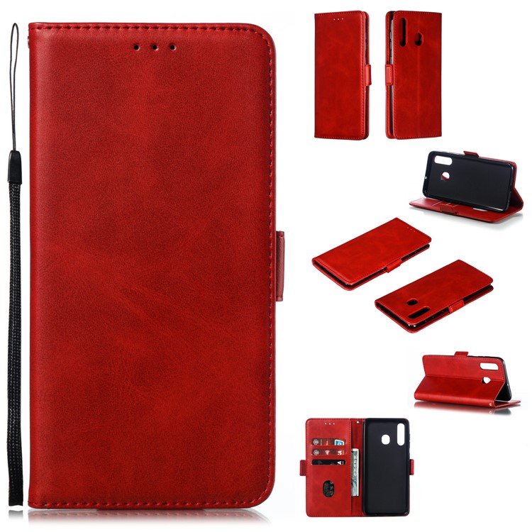 PU Leather Stand Wallet Case for Samsung Galaxy A30 / A20 - Red-1