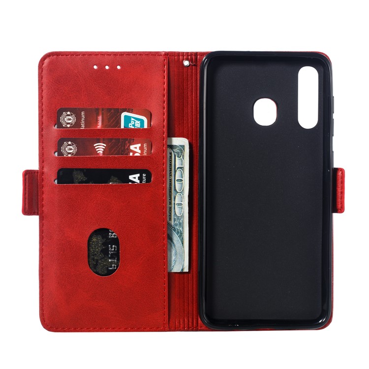 PU Leather Stand Wallet Case for Samsung Galaxy A30 / A20 - Red-7