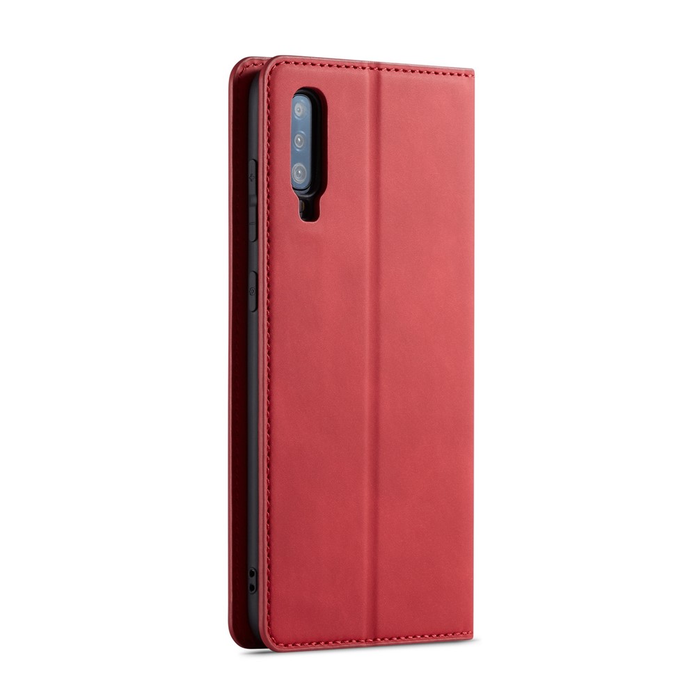 FORWENW Auto-absorvido PU Carteira De Couro Stand Case Para Samsung Galaxy A70 - Vermelho-3