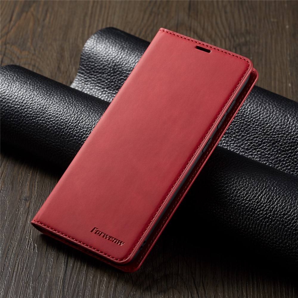 FORWENW Auto-absorvido PU Carteira De Couro Stand Case Para Samsung Galaxy A70 - Vermelho-6