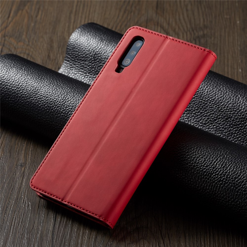 FORWENW Auto-absorvido PU Carteira De Couro Stand Case Para Samsung Galaxy A70 - Vermelho-7