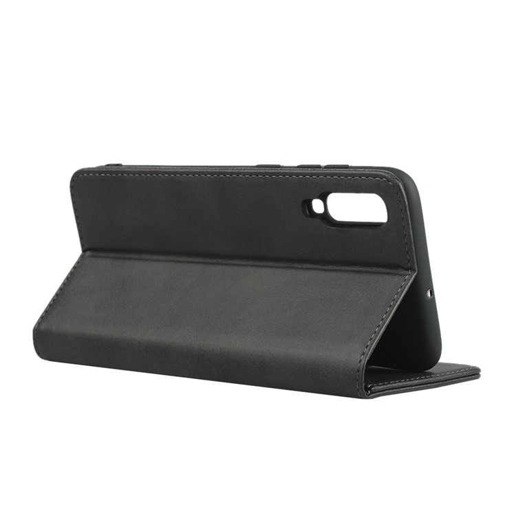 Auto-absorbed Leather Wallet Stand Cover for Samsung Galaxy A70 - Black-5