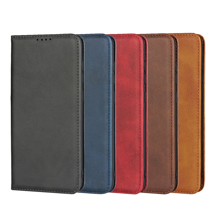 Auto-absorbed Leather Wallet Stand Cover for Samsung Galaxy A70 - Black-8