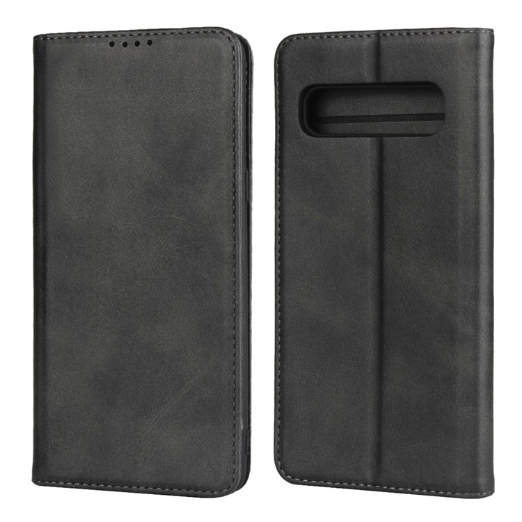 Auto-absorbed Leather Wallet Stand Cover for Samsung Galaxy S10 5G - Black-1