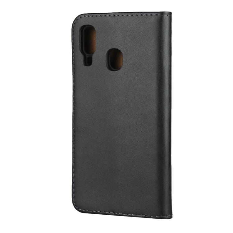 Genuine Leather Wallet Phone Cover wth Stand for Samsung Galaxy A40 - Black-4