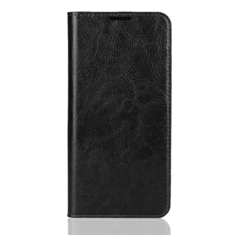 Crazy Horse Wallet Stand Genuine Leather Case for Samsung Galaxy M30 - Black-2