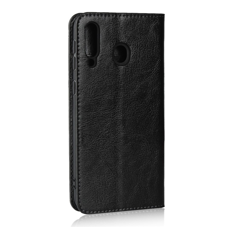 Crazy Horse Wallet Stand Genuine Leather Case for Samsung Galaxy M30 - Black-3