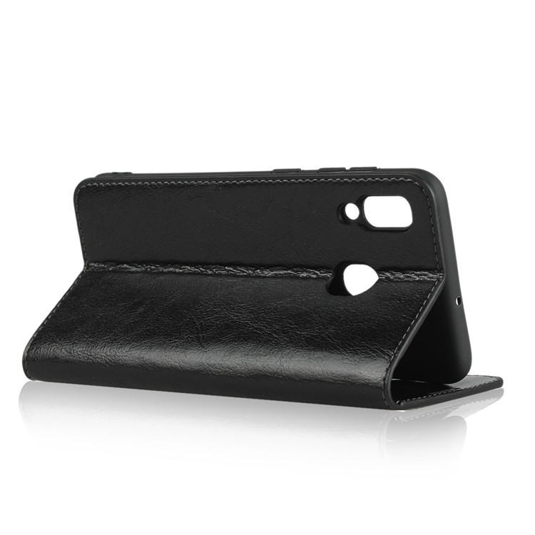 Crazy Horse Wallet Stand Genuine Leather Case for Samsung Galaxy A30 / A20 - Black-5