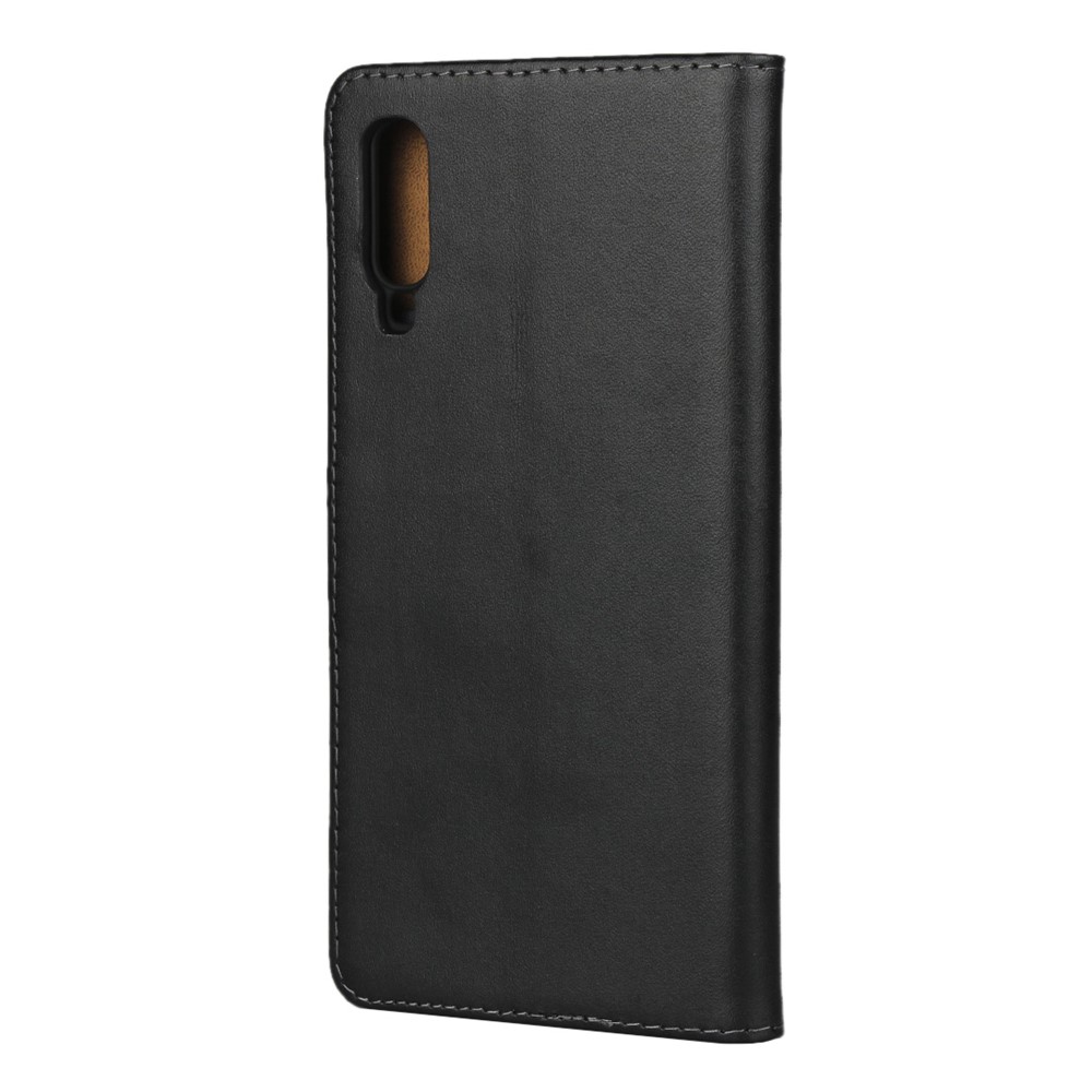 Genuine Leather Wallet Phone Cover wth Stand for Samsung Galaxy A70 - Black-4