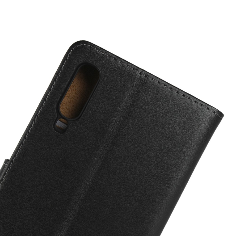 Capa De Telefone Da Carteira De Couro Genuína Com O Suporte Para O Samsung Galaxy A70 - Preto