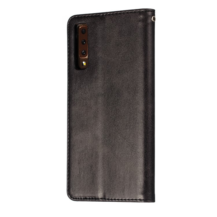 Auto-absorbed Zipper Wallet Leather Cell Phone Casing for Samsung Galaxy A7 (2018) - Black-6