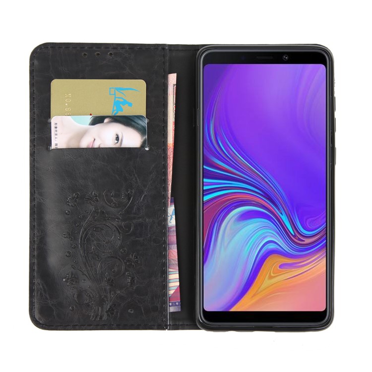 Imprint Hearts Leather Wallet Case for Samsung Galaxy A9 (2018) / A9 Star Pro / A9s - Dark Grey-4