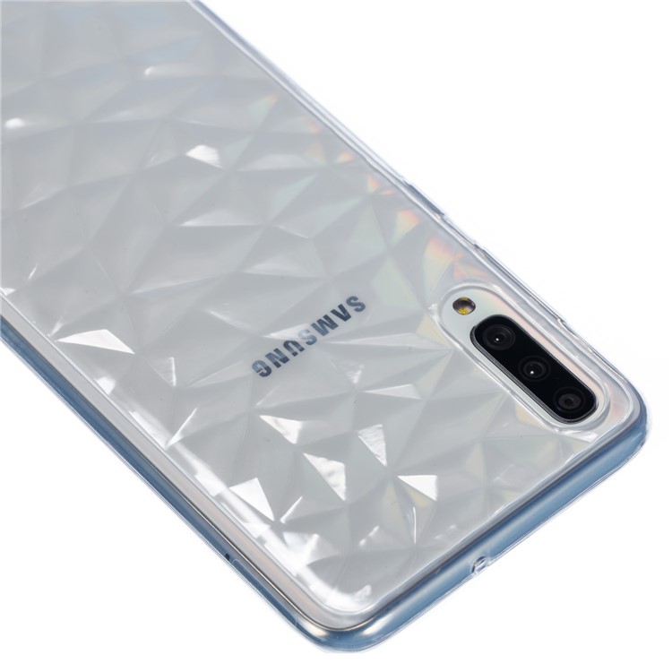 3D Diamond Grain Soft TPU Phone Cover for Samsung Galaxy A70 - Transparent-4