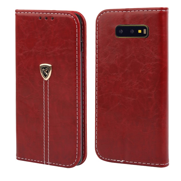 Peace Dove Series Leather Wallet Stand Cellphone Case for Samsung Galaxy S10e - Red-3