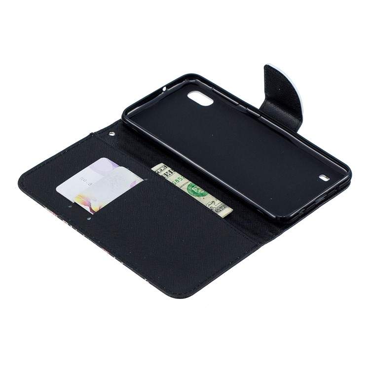 Pattern Printing Leather Wallet Case for Samsung Galaxy A10 - Black and White Cat-4